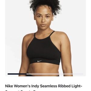 Nike Black High-Neck Seamless Ribbed Light-Support Sports Bra